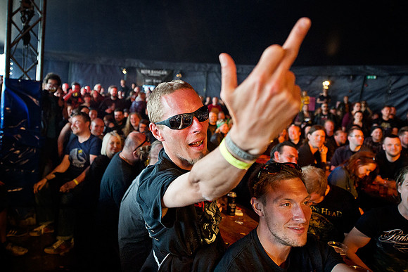 Heavy metal fans enjoying wrestling at Copenhell...