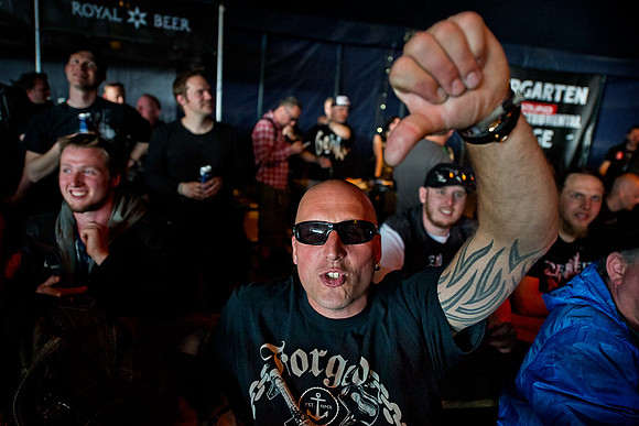 Heavy metal fans enjoying wrestling at Copenhell...