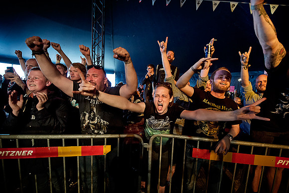 Heavy metal fans enjoying wrestling at Copenhell...