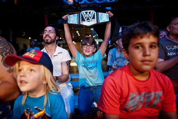 Young wrestling fans on a kids show in Stockholm