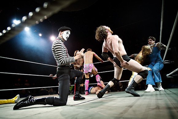 Le Mime just having shot Levi Petrus in the butt