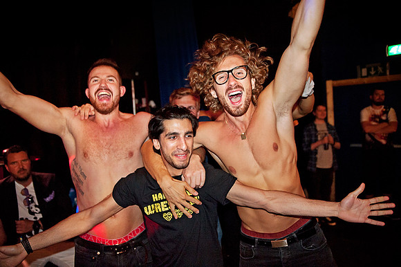 Wrestling fans in Halmstad supporting Steinbolt
