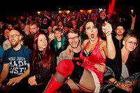 Aya Frick, "the woman your mother warned you for", in the lap of a wrestling fan at Moriskan, Malmö